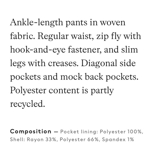 H&M Slim Fitting Ankle Pants - Picture 6 of 7